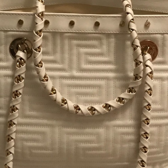 Versace White & Gold Quilted Leather Front Zip - Picture 10 of 13